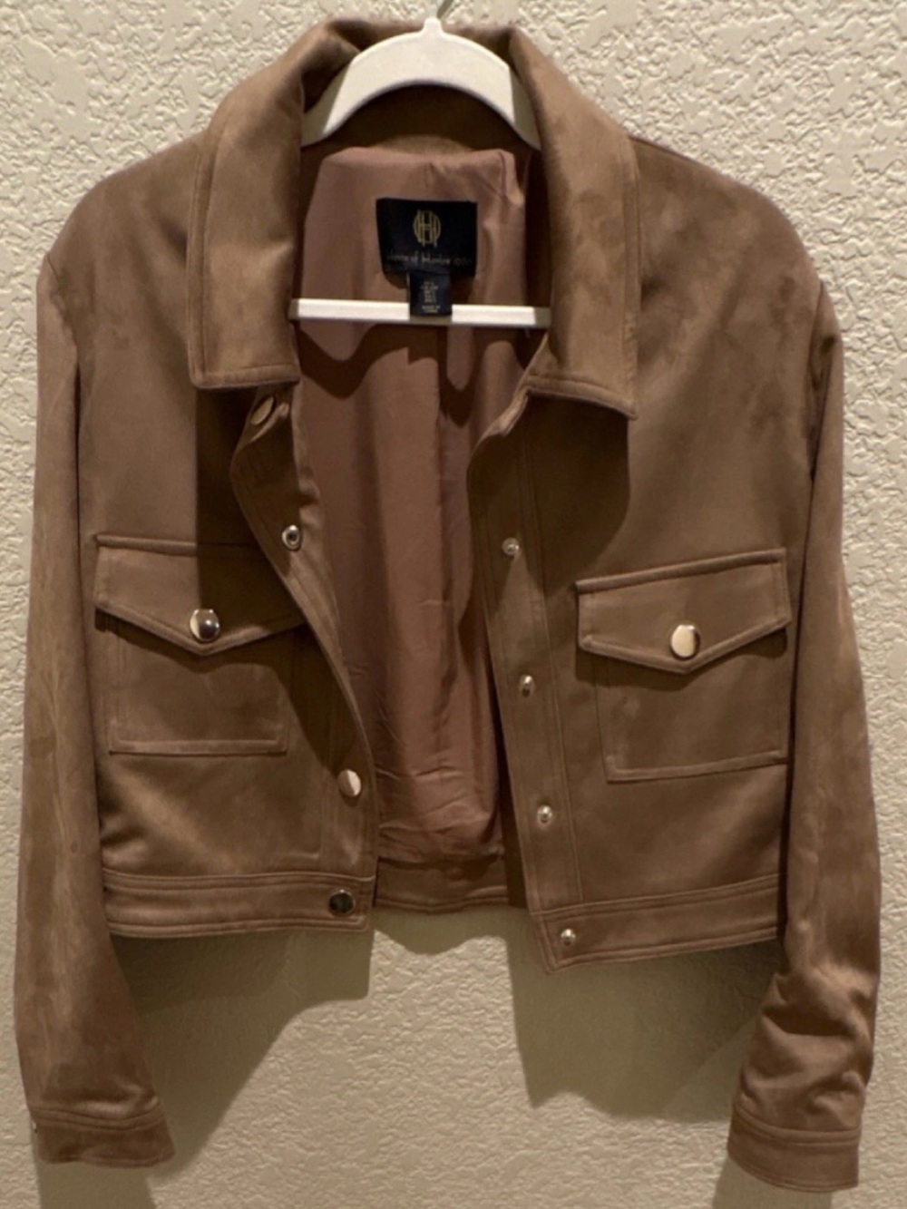 House of Harlow 1960 Cropped Suede Jacket in Taupe